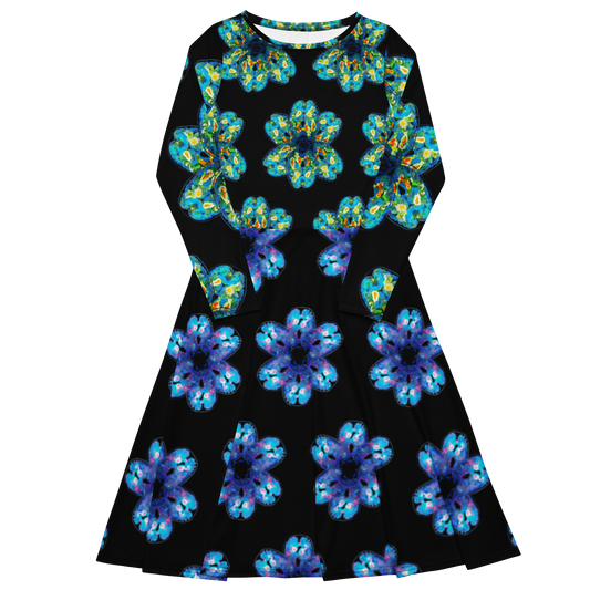 Pick Yourself Up midi dress with uplifting floral artwork by Vicky Steane, flat lay