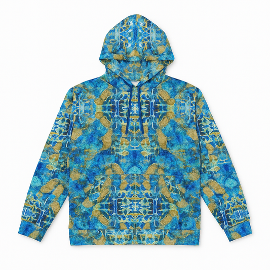 London Shark zip hoodie with London shark artwork by Vicky Steane, flat lay