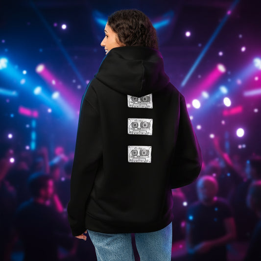 Mix Tape Womens versized Heavyweight Hoodie Black Back L