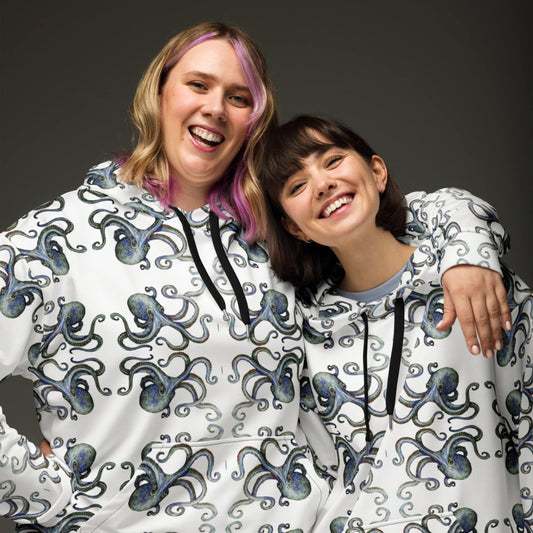 Squids In Allover Print Hoodie