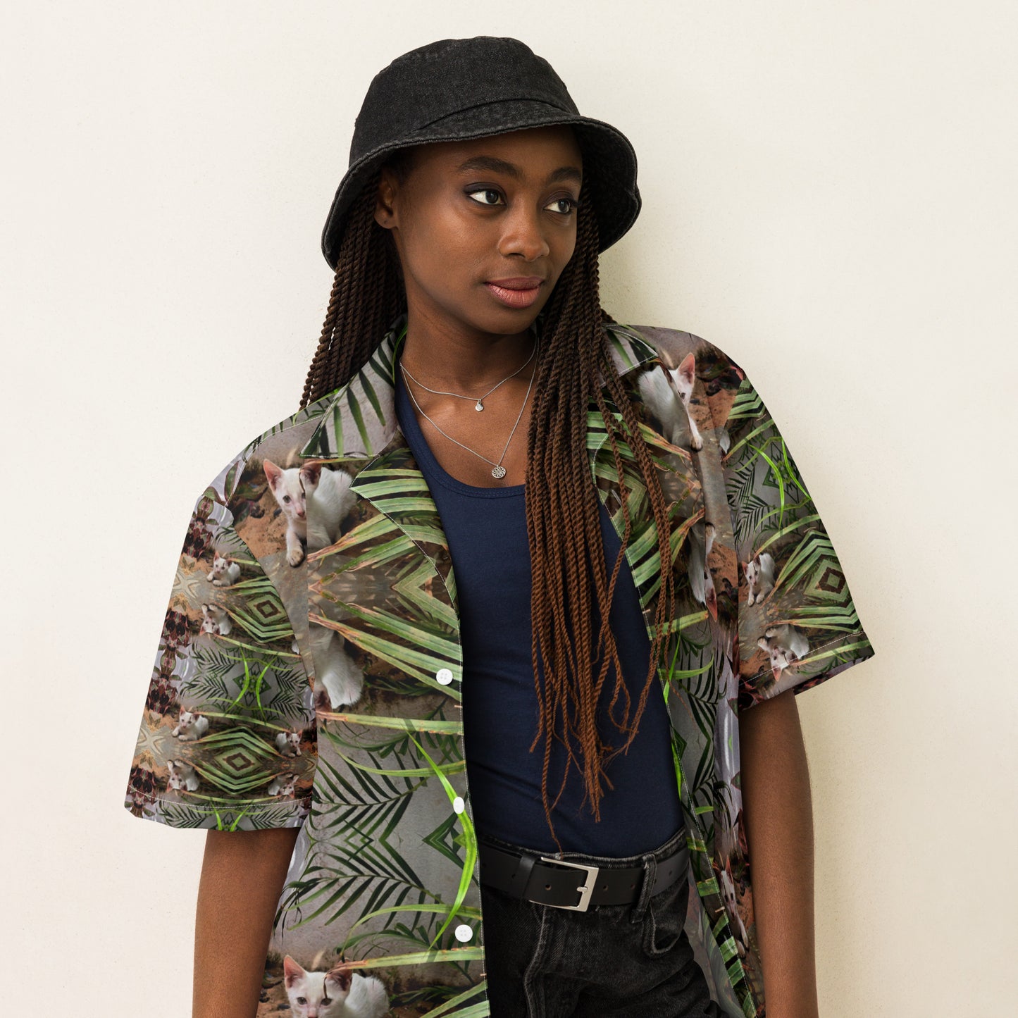 Bamboo Cat Unisex button shirt