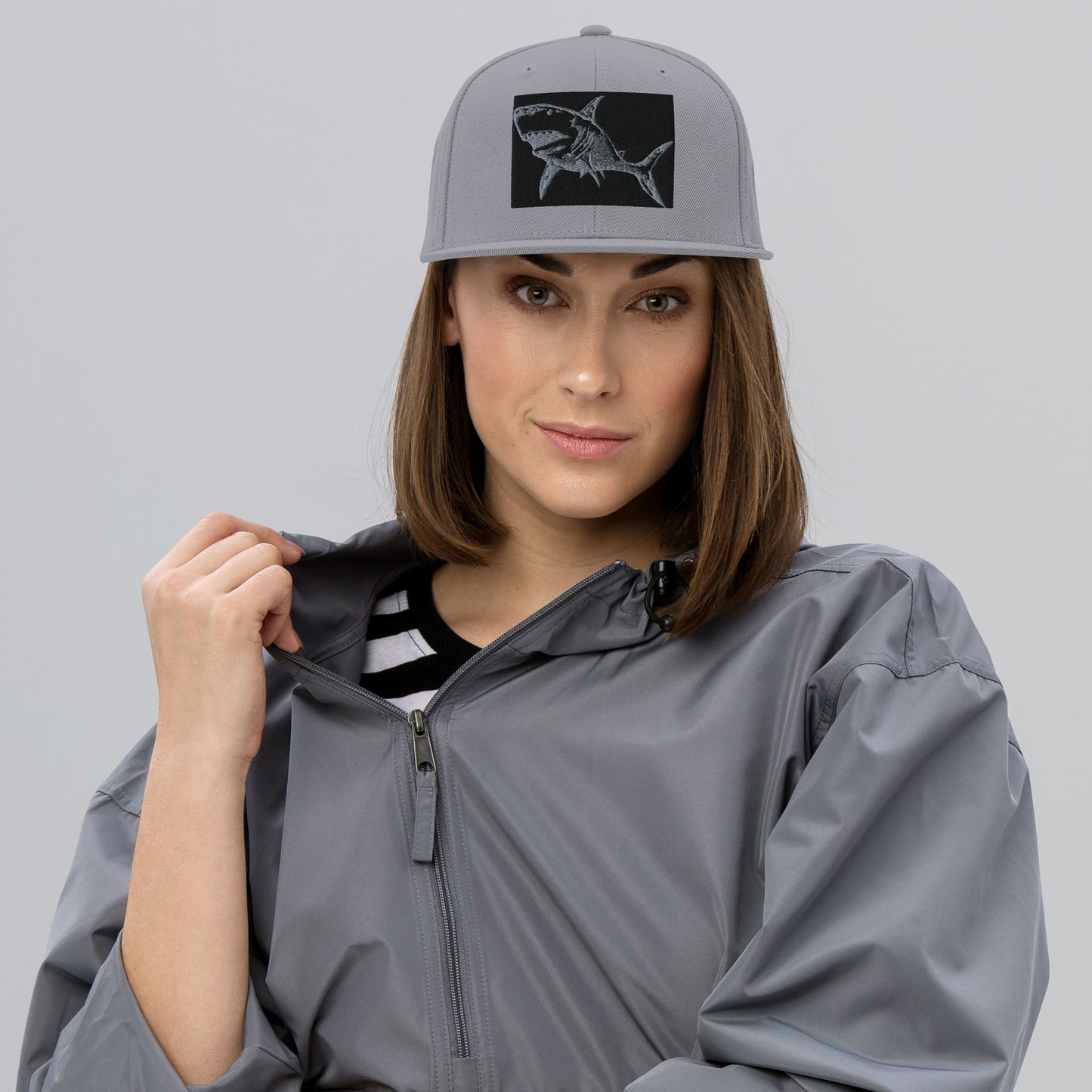 Euston Shark Snapback Hat Grey/ Grey