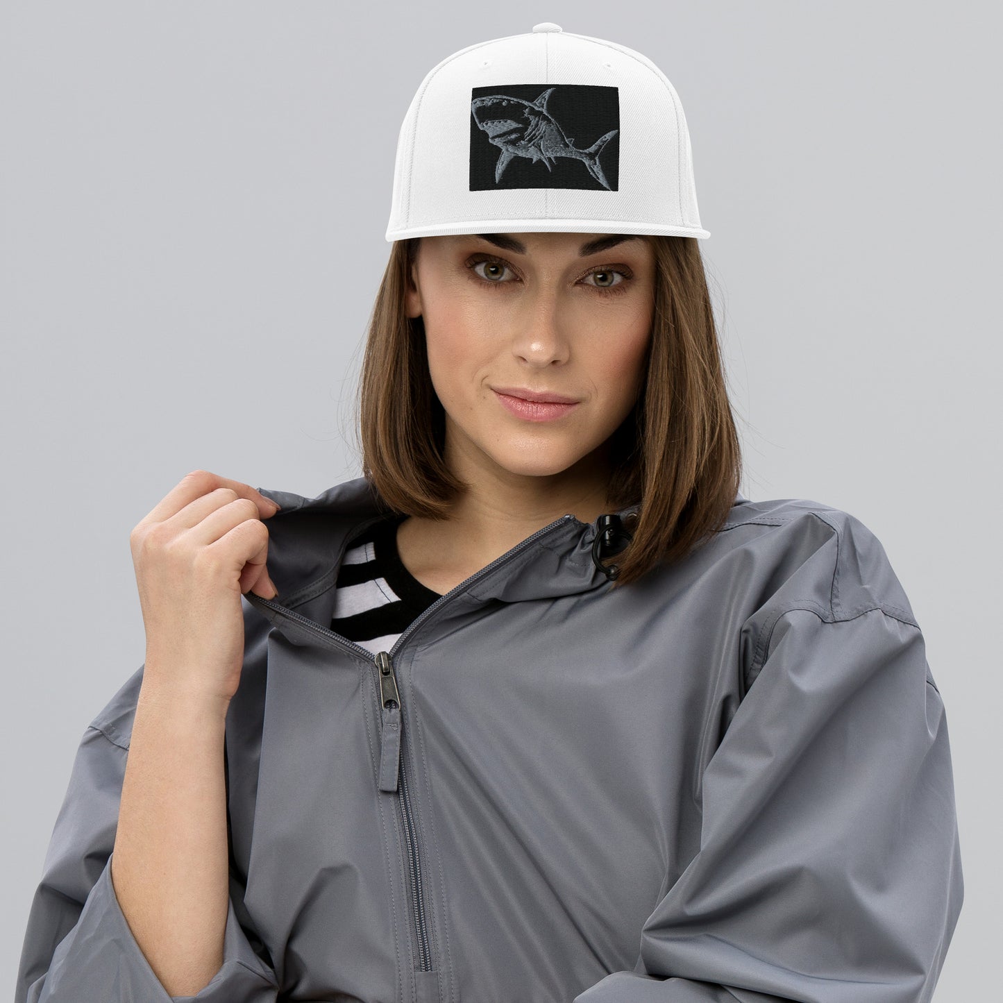 Euston Shark Snapback Hat White