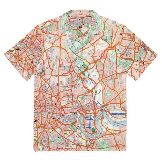 London Travel Card Map wearable art product with London travel card collage by Vicky Steane, back view