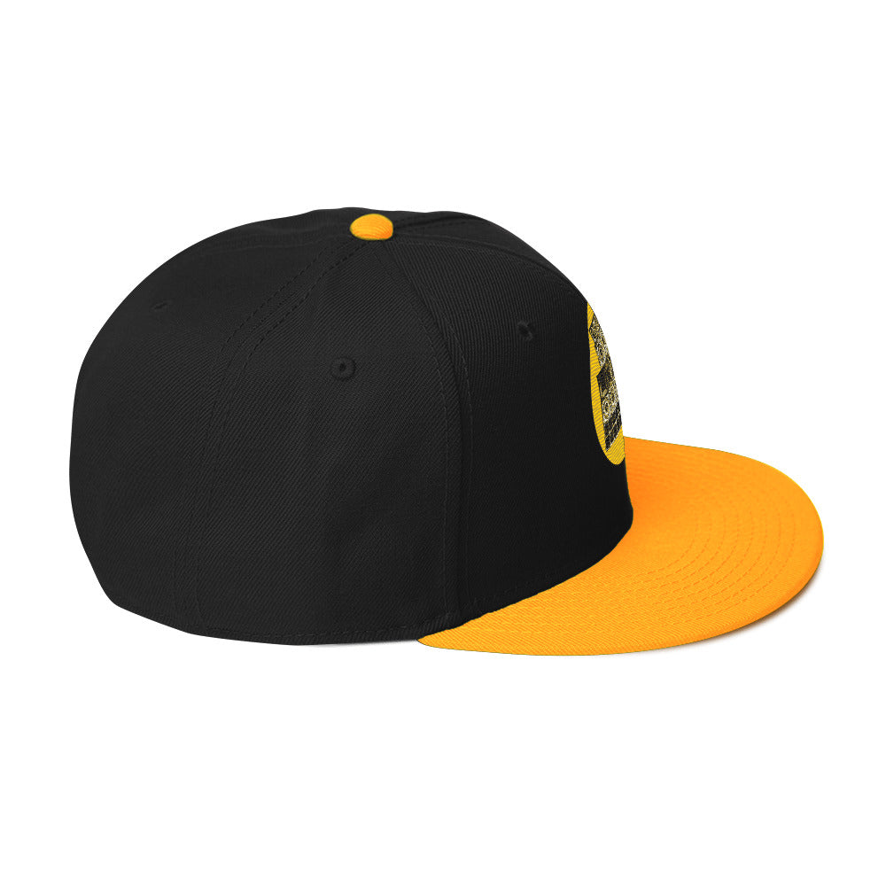 Sub-Woofer Snapback Hat Black and Yellow Right Side