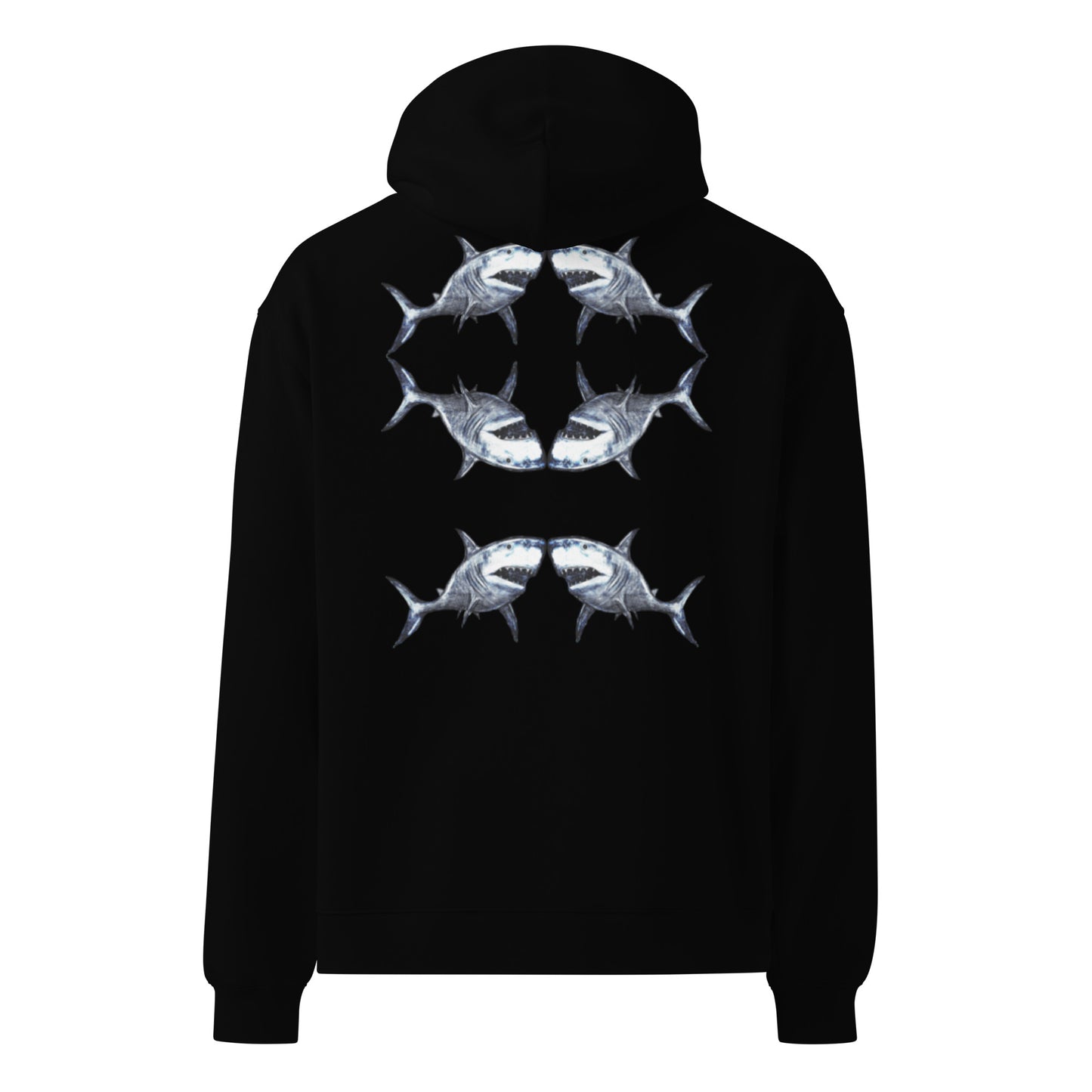Oversized Biro Shark Unisex Hoodie Black
