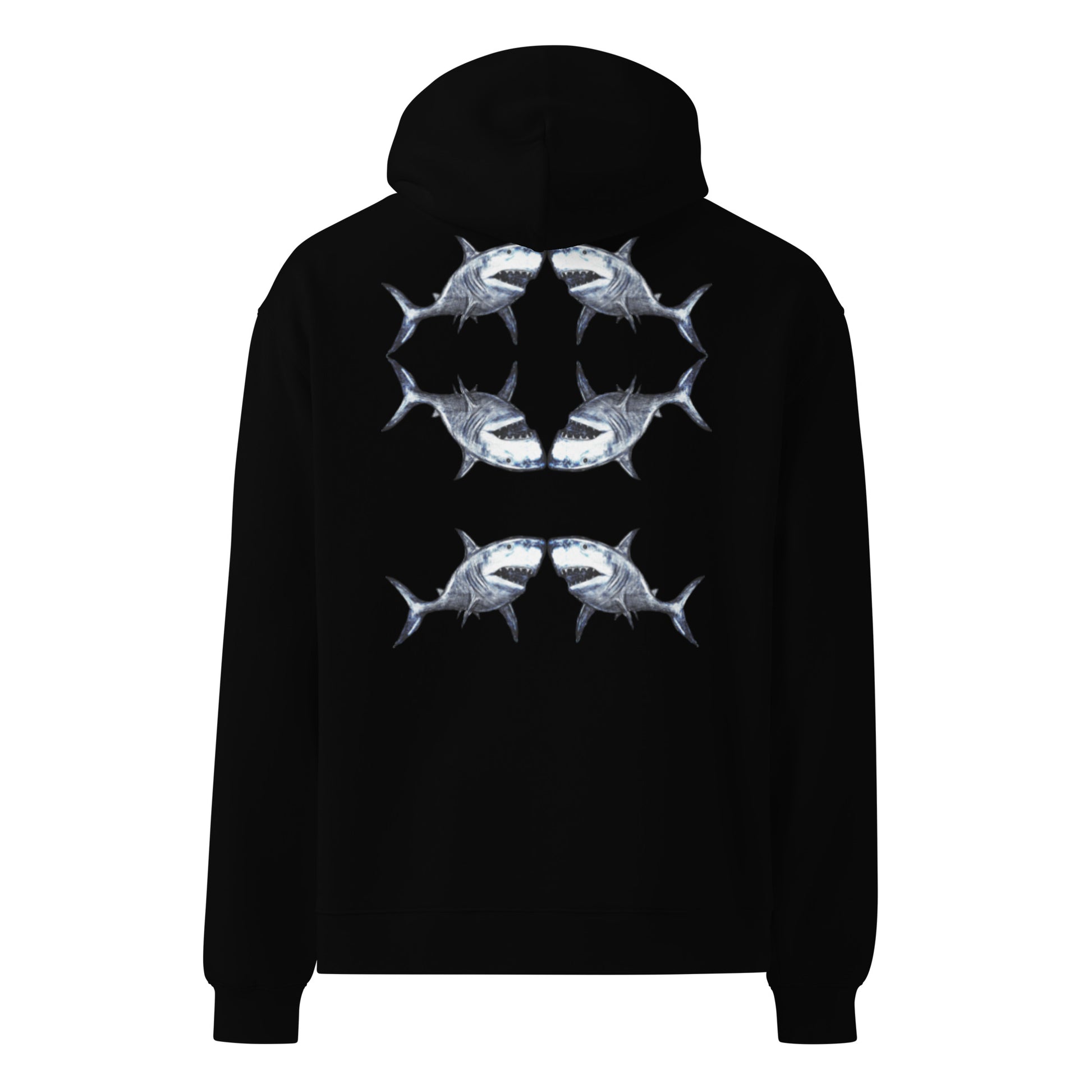 Oversized Biro Shark Unisex Hoodie Black
