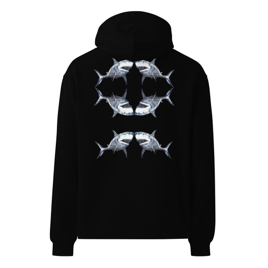 Oversized Biro Shark Unisex Hoodie Black