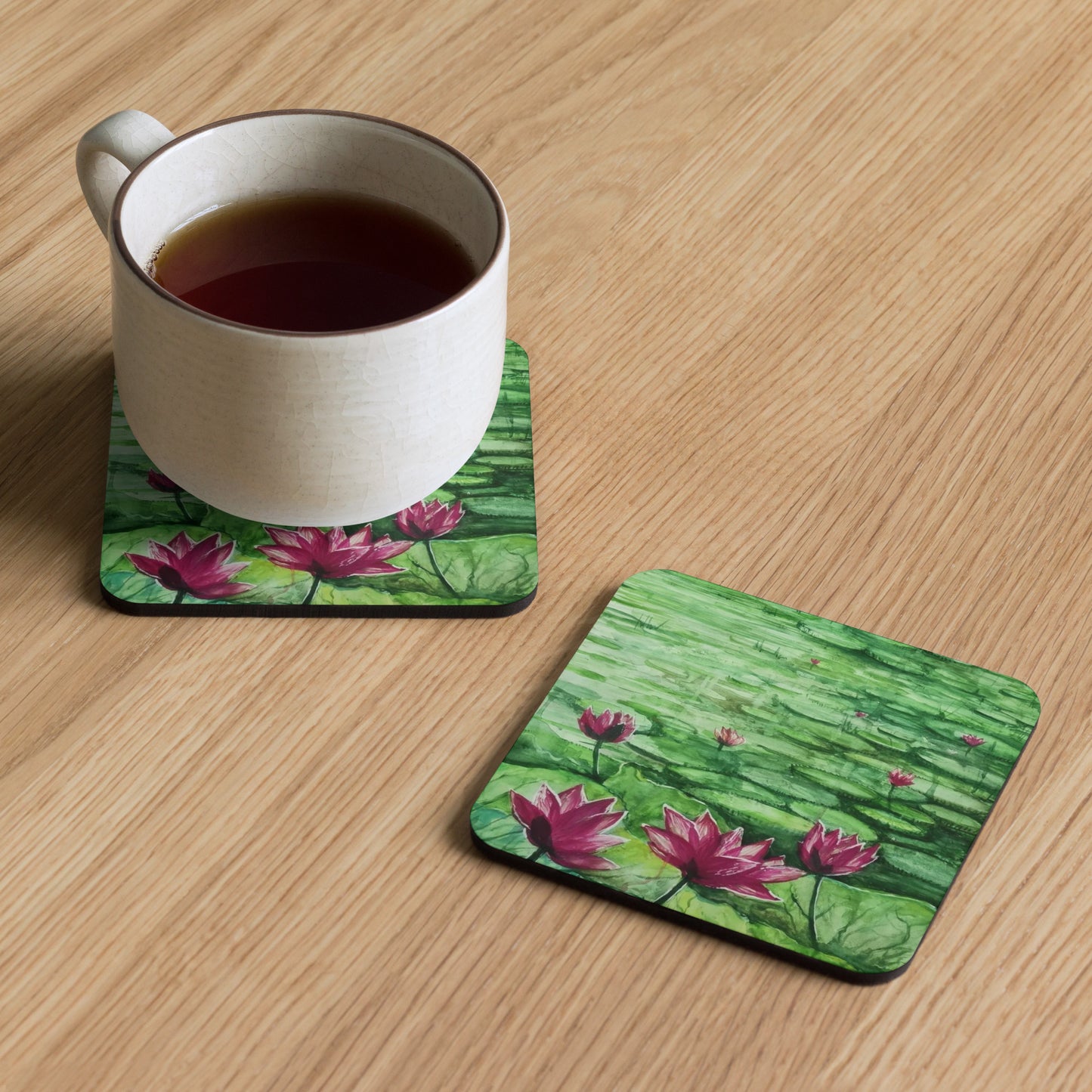 Waterlily Pond Cork-back Coaster