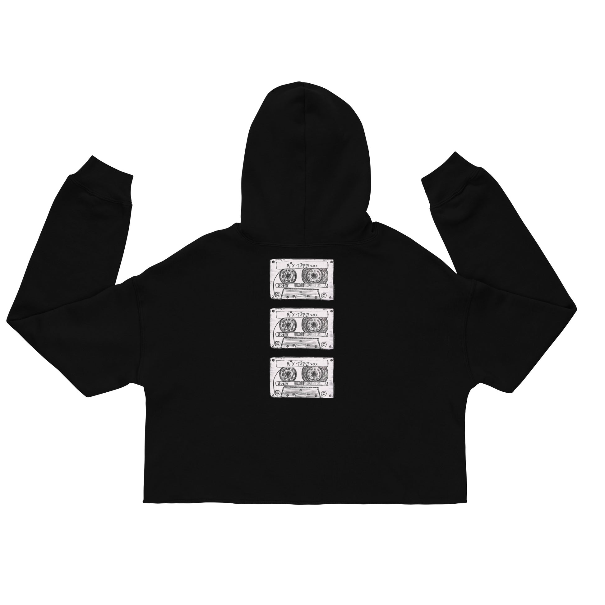 Mixtape Unisex Crop Hoodie Black Back
