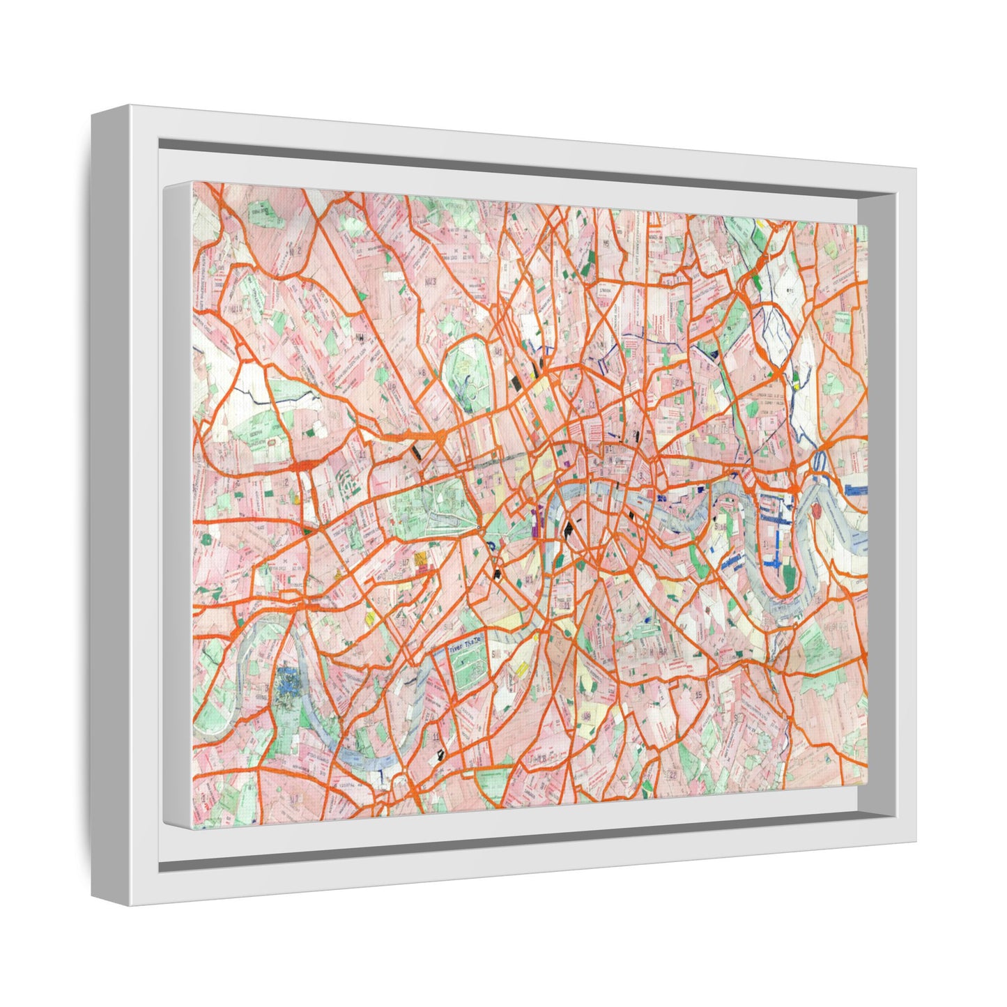London Travel Card Map Framed Canvas Print 12"x9"