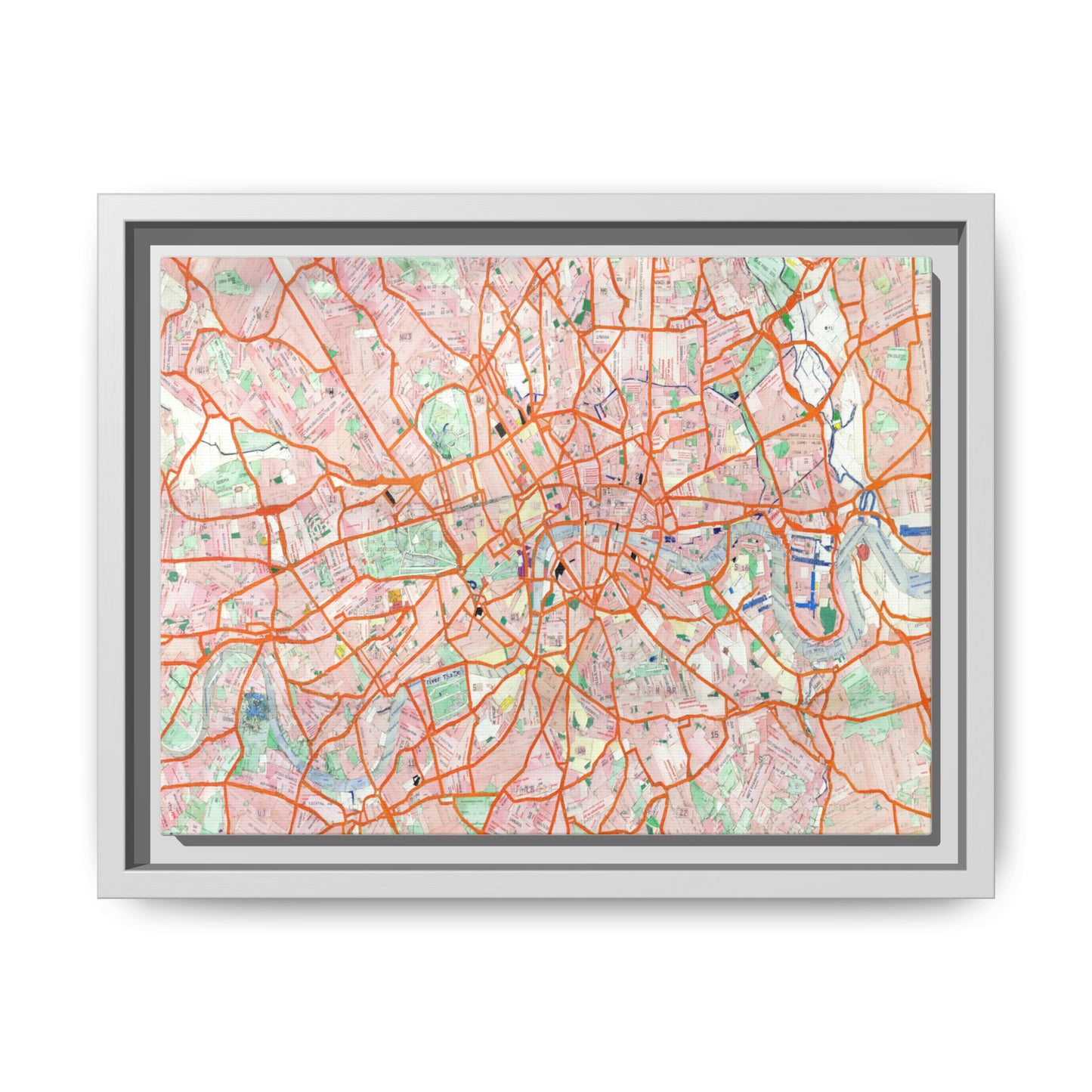 London Travel Card Map Framed Canvas Print 12"x9"