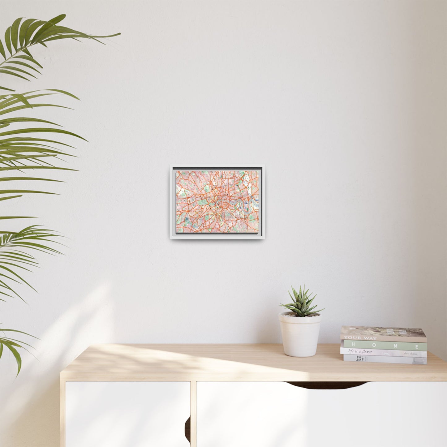 London Travel Card Map Framed Canvas Print 12"x9"