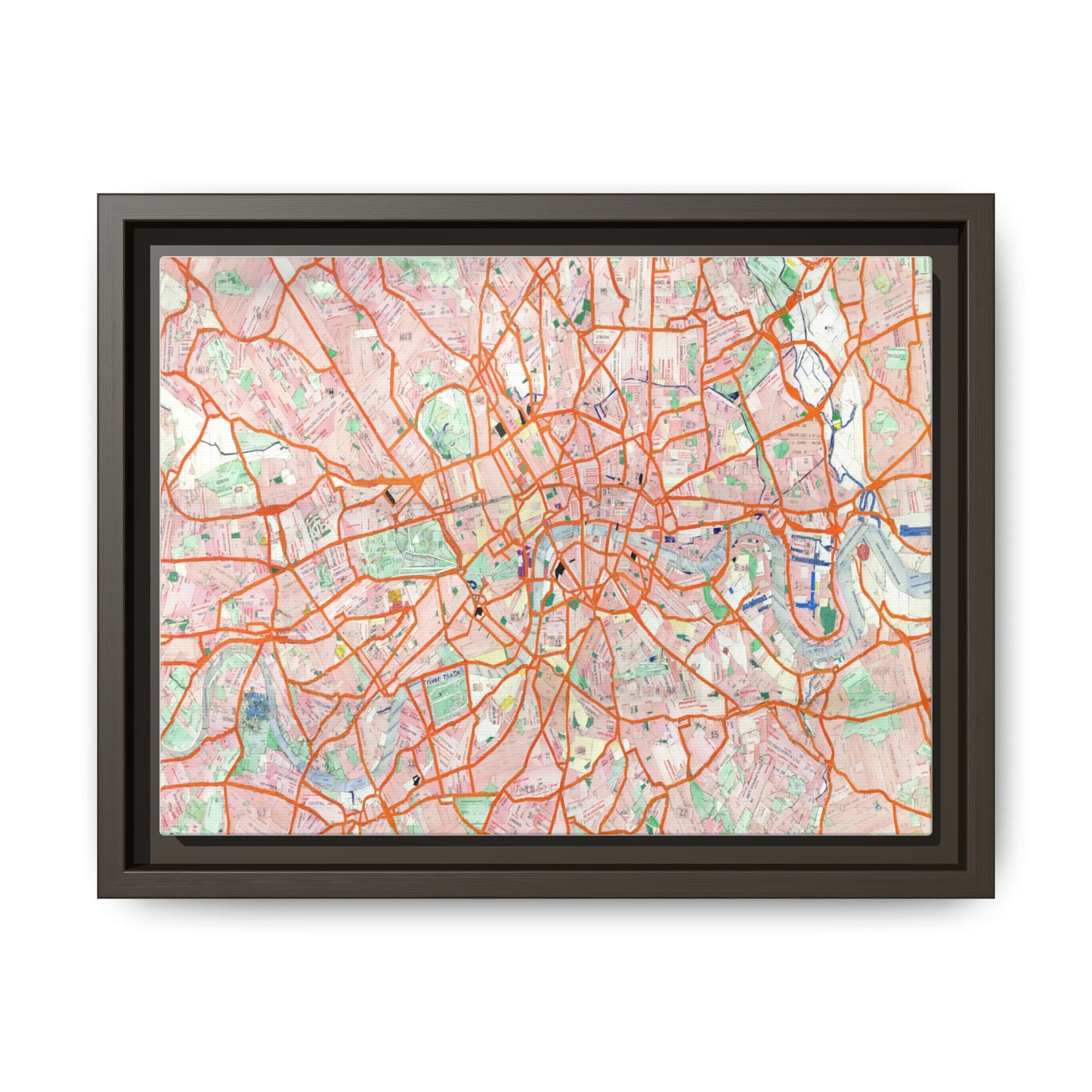 London Travel Card Map Framed Canvas Print 12"x9"