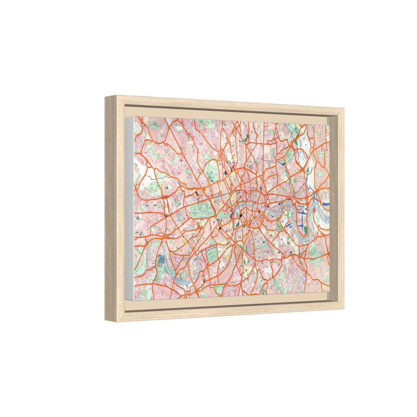 London Travel Card Map Framed Canvas Print 12"x9"
