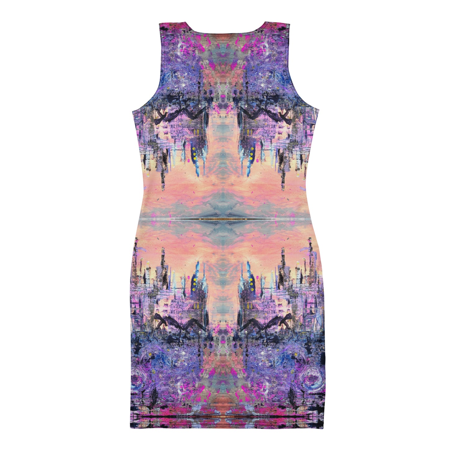 Abstract Purple City Bodycon Dress