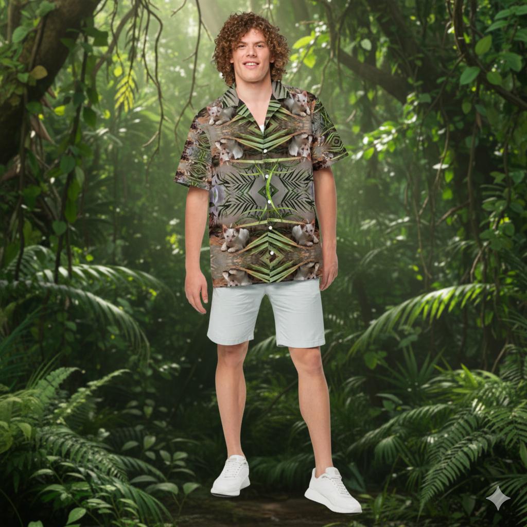 Bamboo Cat Button Shirt