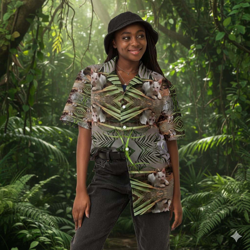 Bamboo Cat Button Shirt