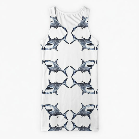 Shark Attack Bodycon Dress Front flat lay