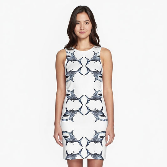 Shark Attack Bodycon Dress Front worn by woman