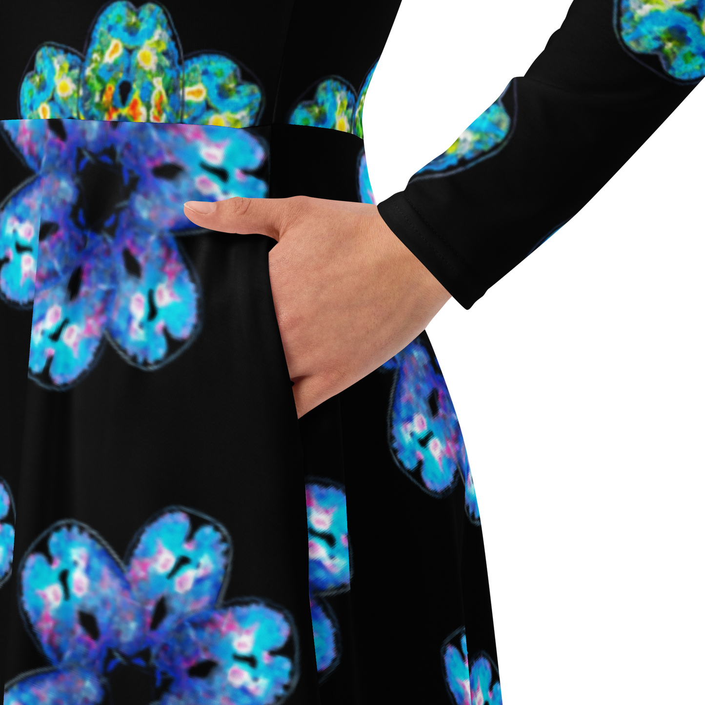 Pick Yourself Up All-over Print Long Sleeve Midi Dress