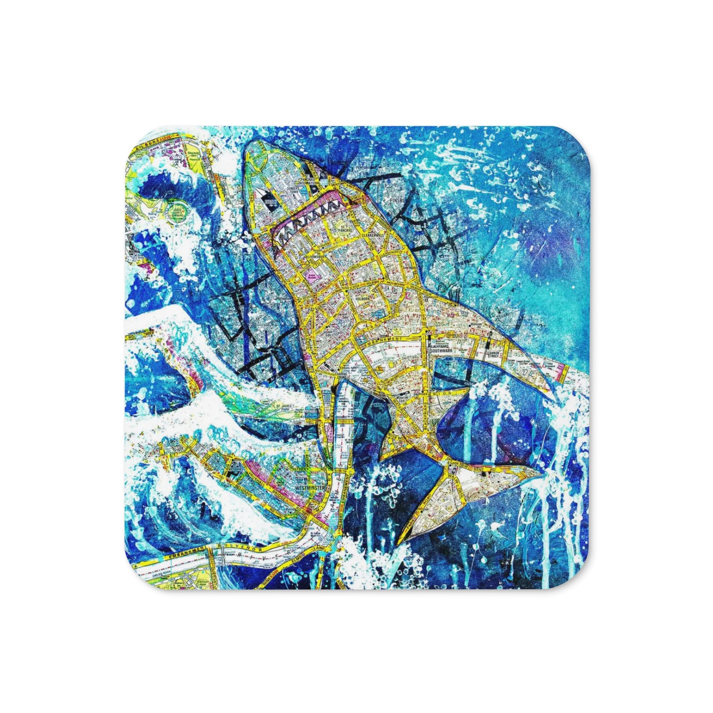 Euston Shark Cork-Back Coaster