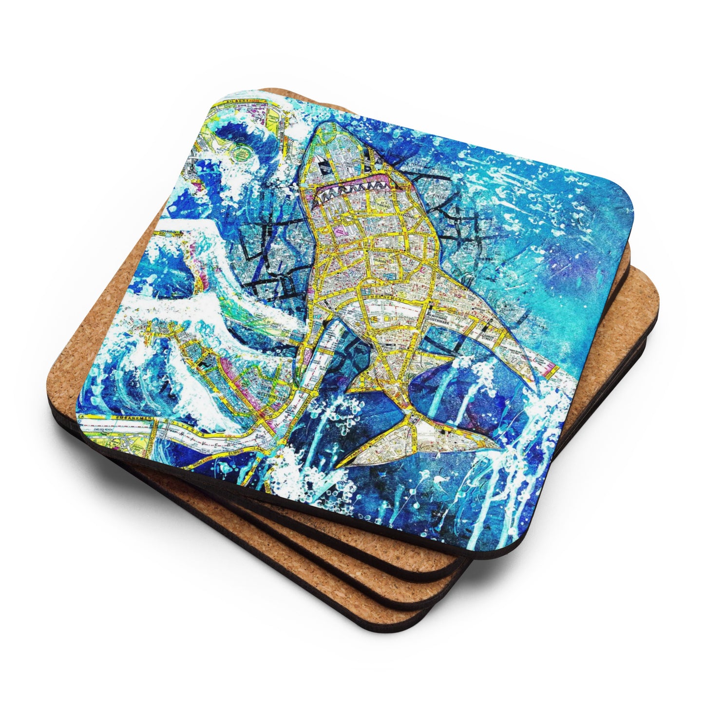 Euston Shark Cork-Back Coaster