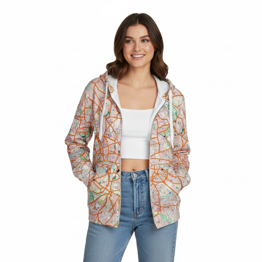 The London Travel Card Map Zip Hoodie