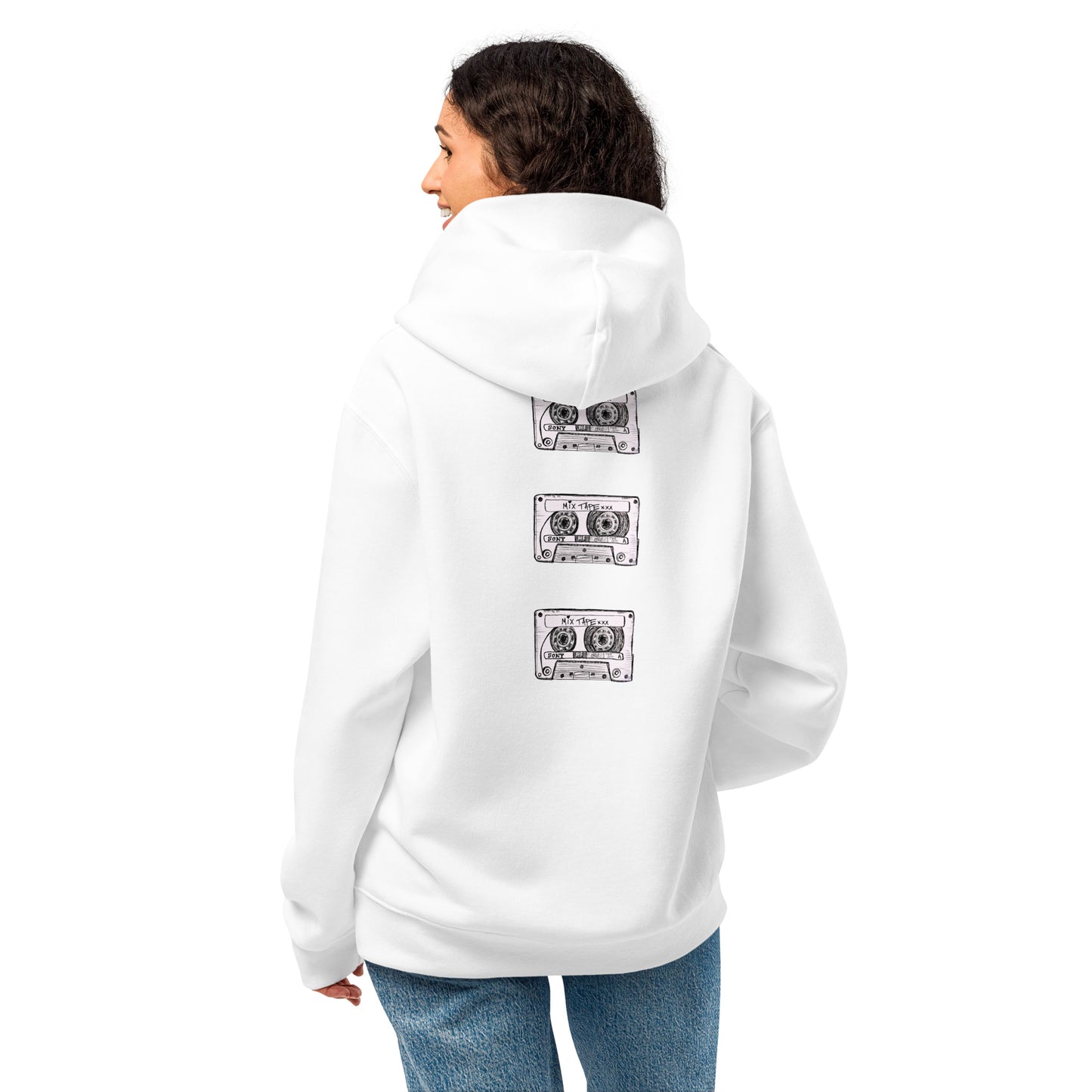 Mix Tape Womens Oversized Hoodie White  Back