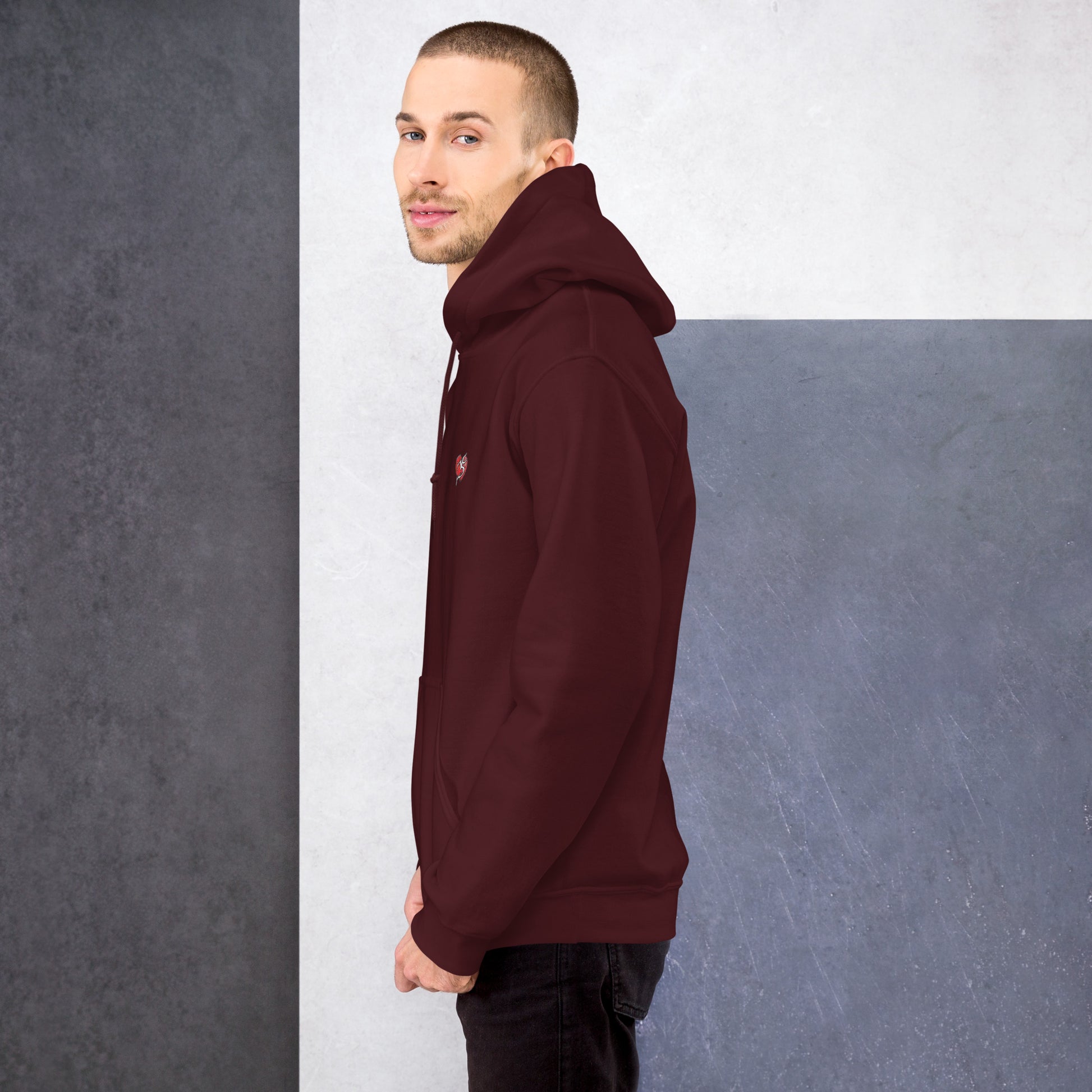 Speaker Stack Hoody Mens Maroon Left Side