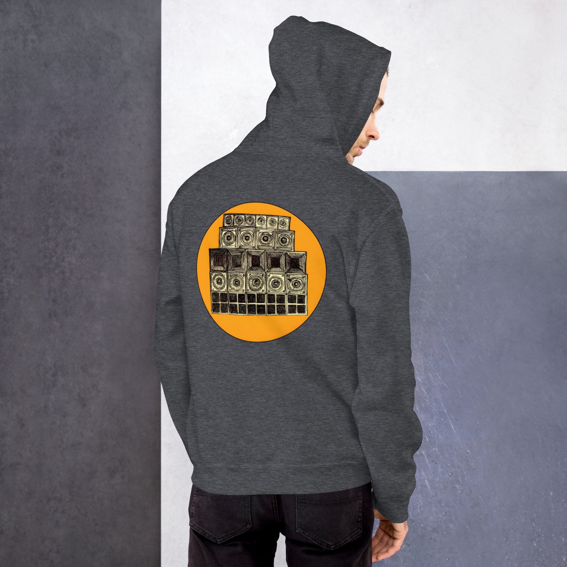 Speaker Stack Hoody Mens Dark Heather Back