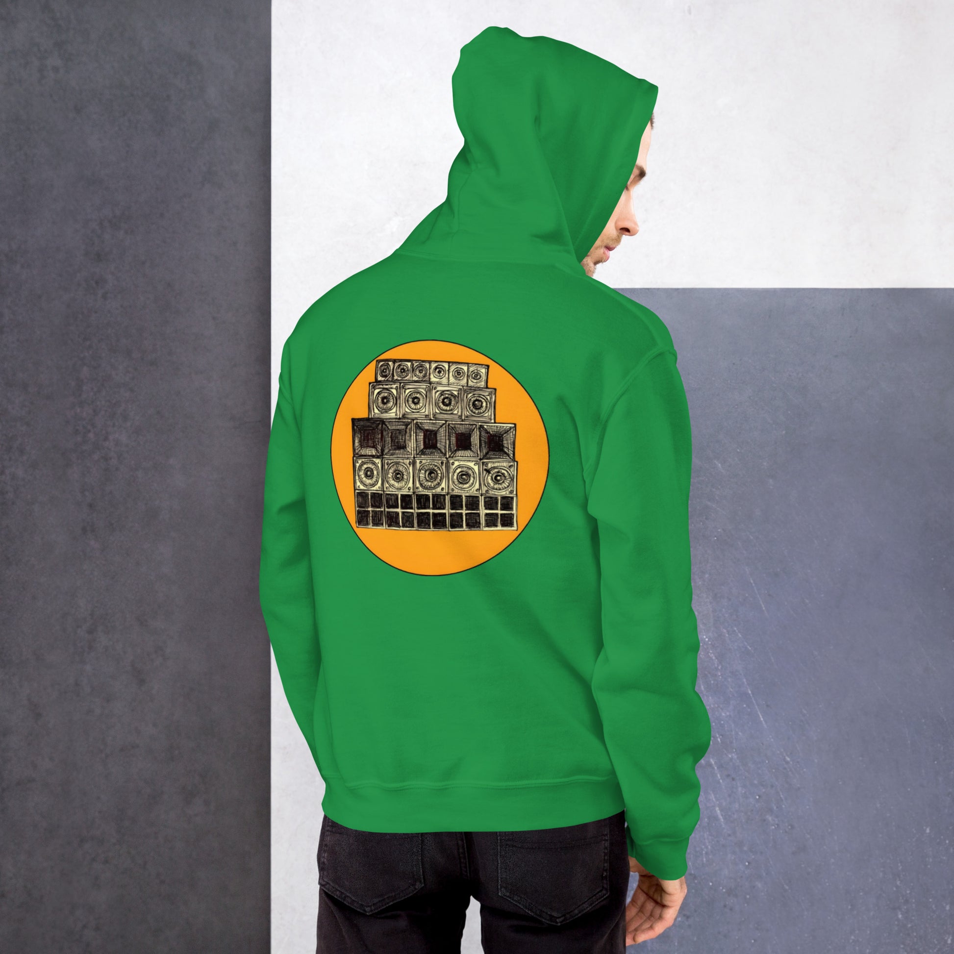 Speaker Stack Hood Mens Irish Green Back