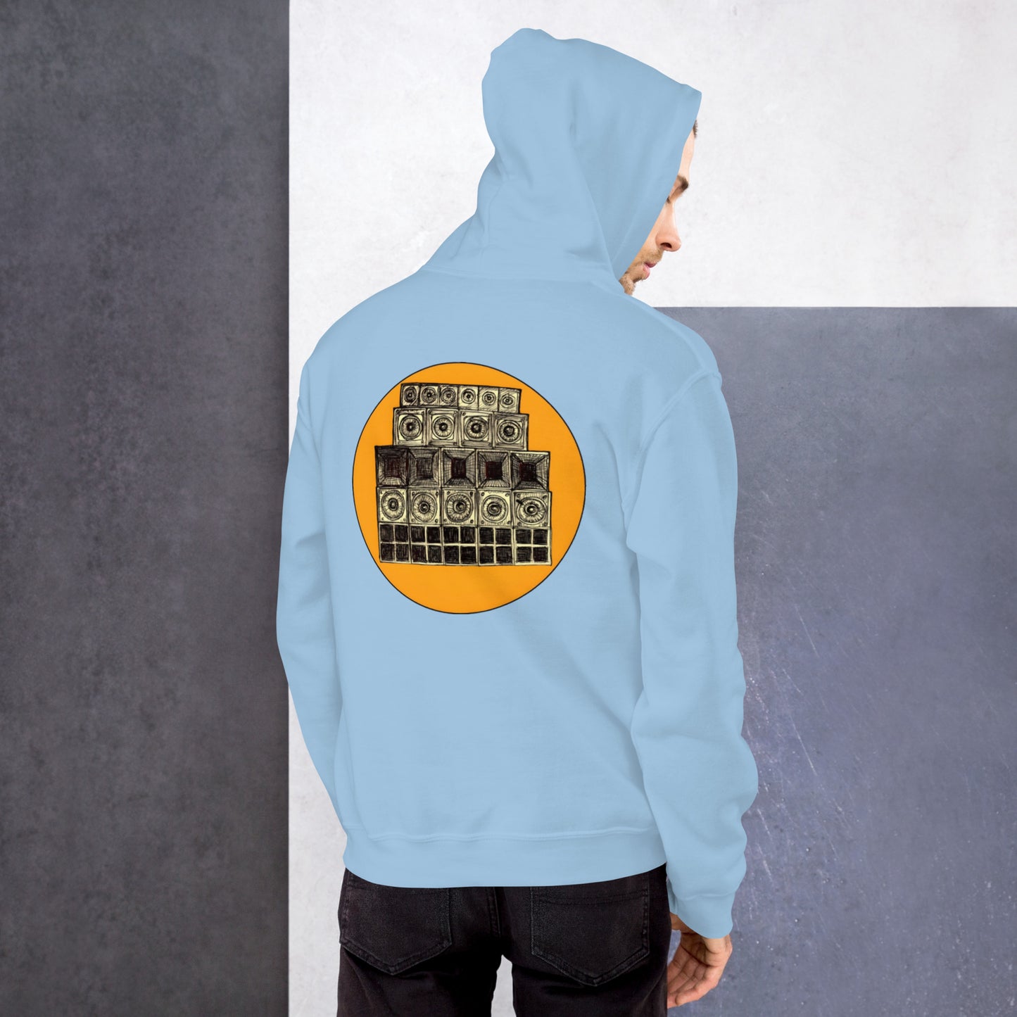 Speaker Stack Hood Mens Light Blue Back