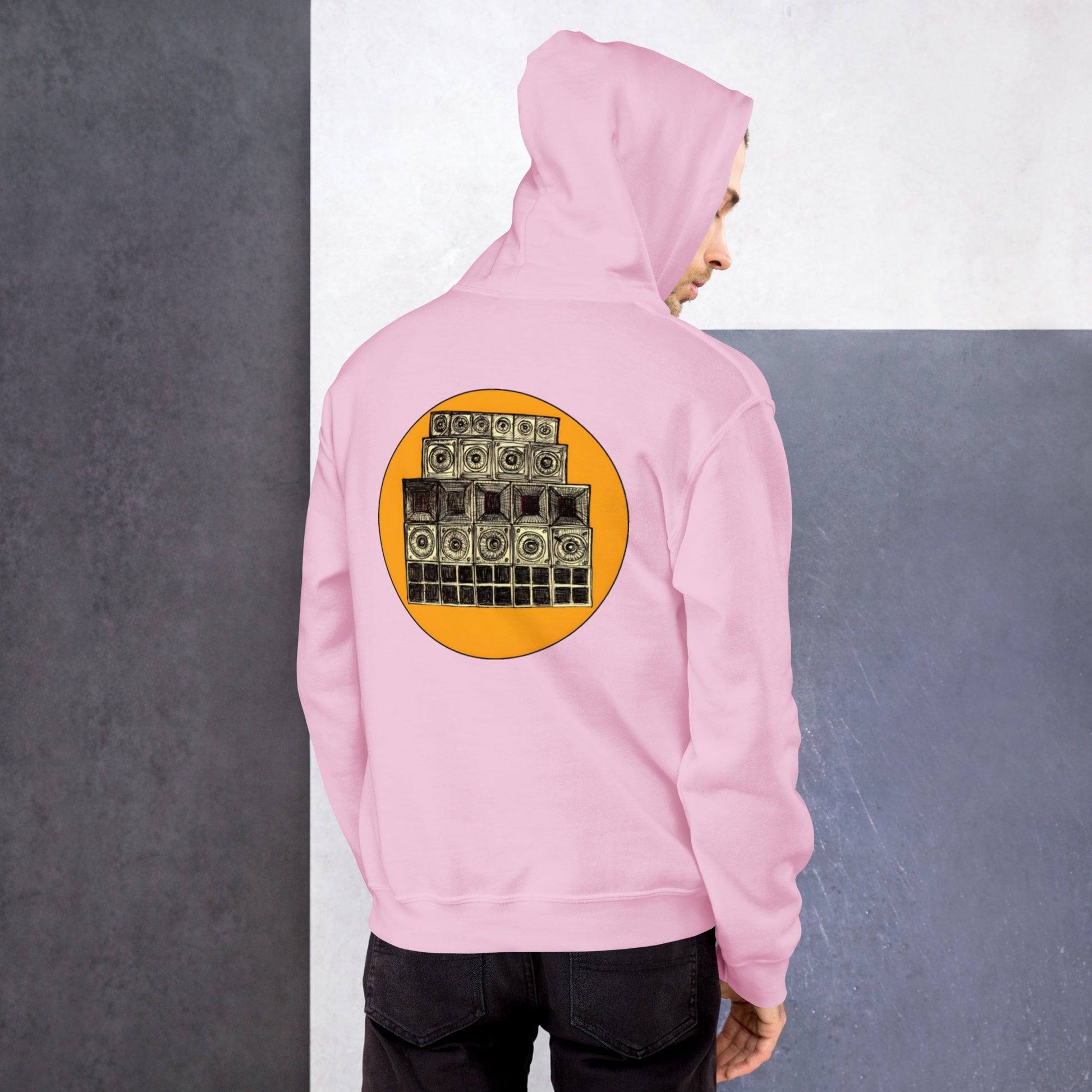 Speaker Stack Hood Mens Light Pink Back