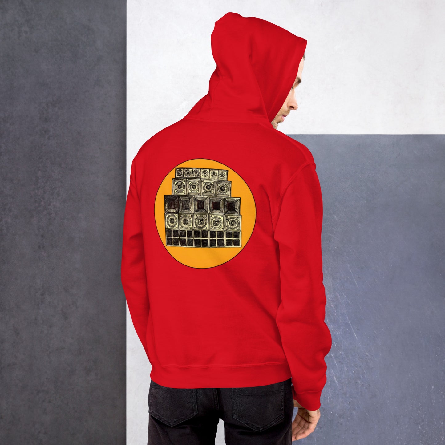 Speaker Stack Hoody Mens Red  Back