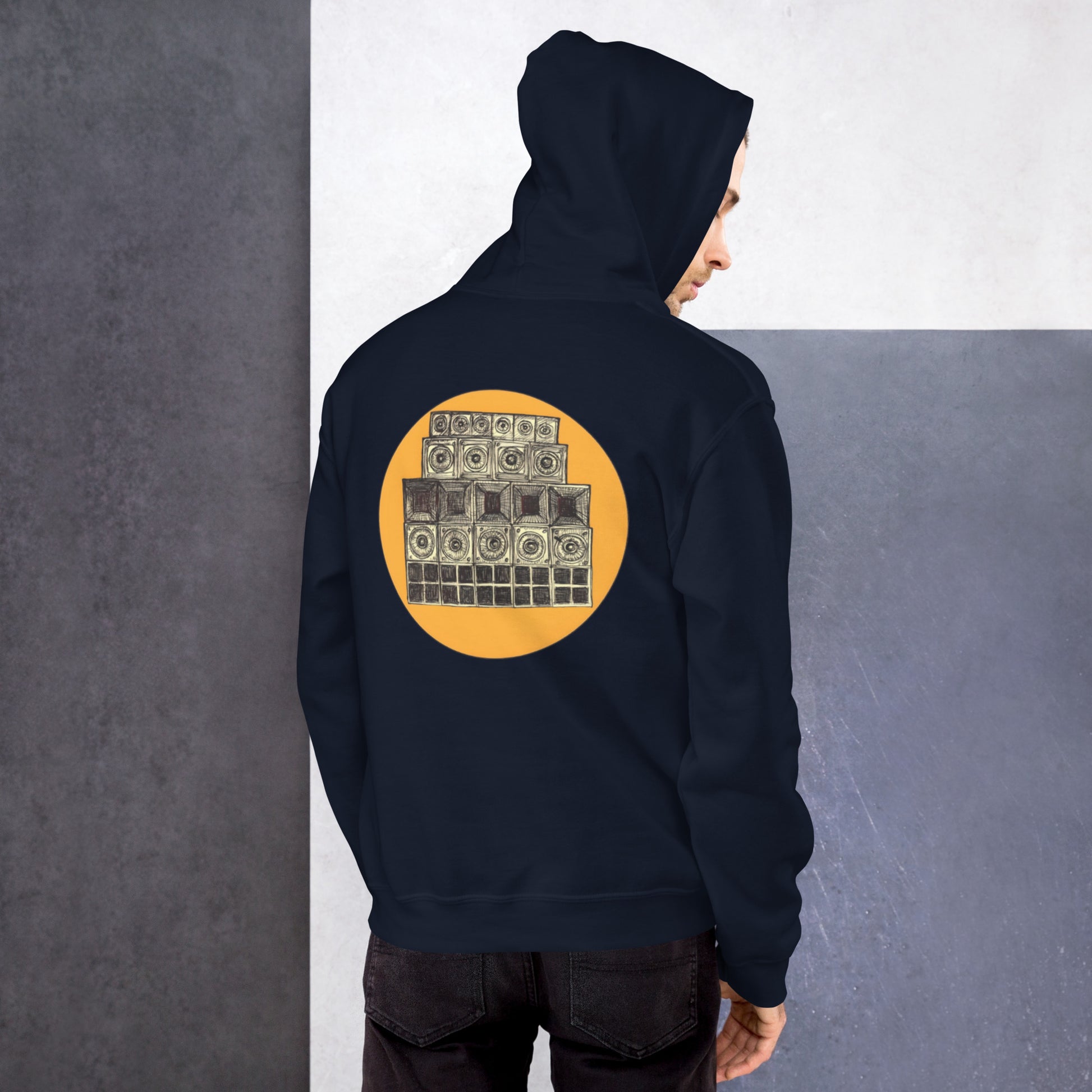 Speaker Stack Hoody Mens Navy  Back