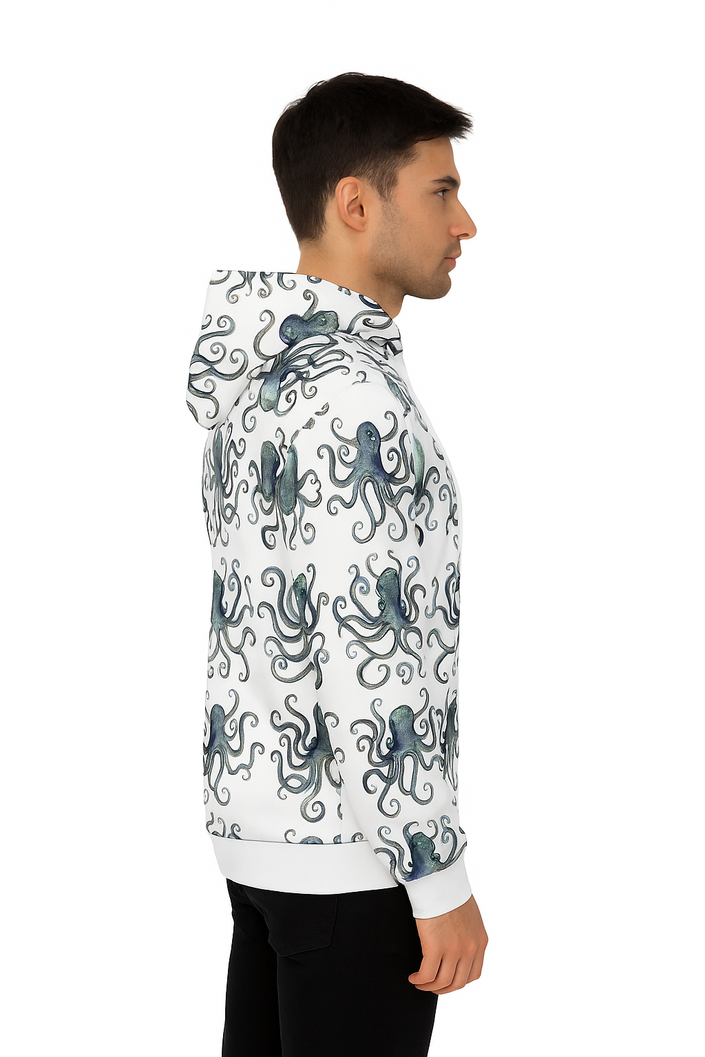 Squids In Allover Print Hood