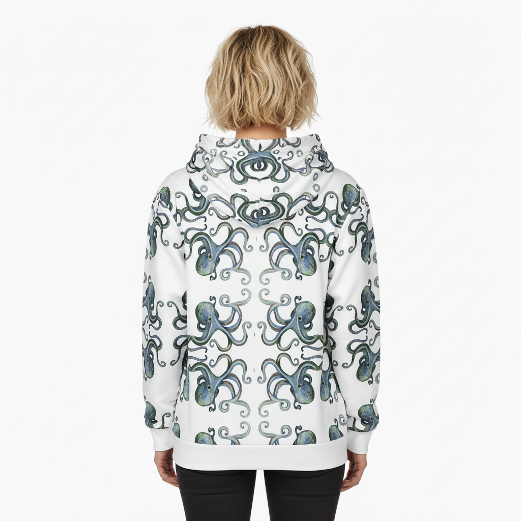 Squids In Allover Print Hoodie