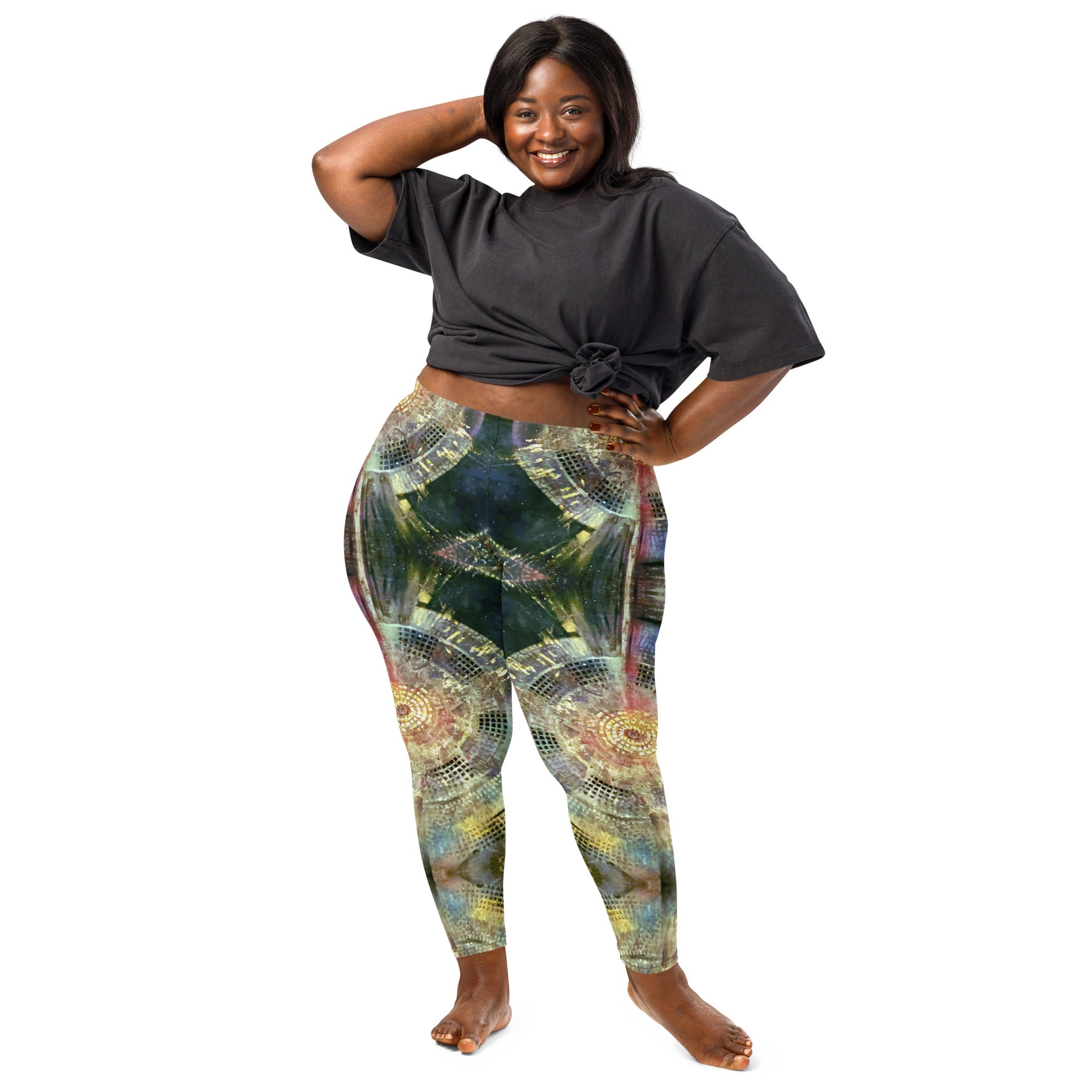 Mandala leggings with mandala artwork by Vicky Steane, front view