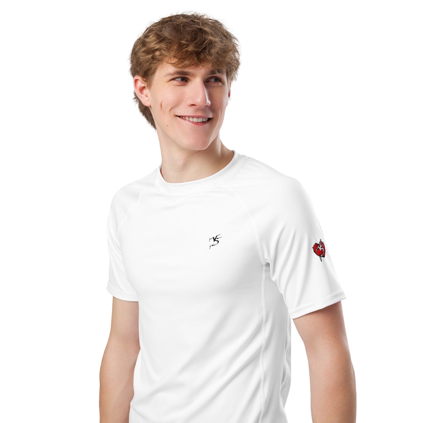 Men’s Little Robot Stories Rash Guard White