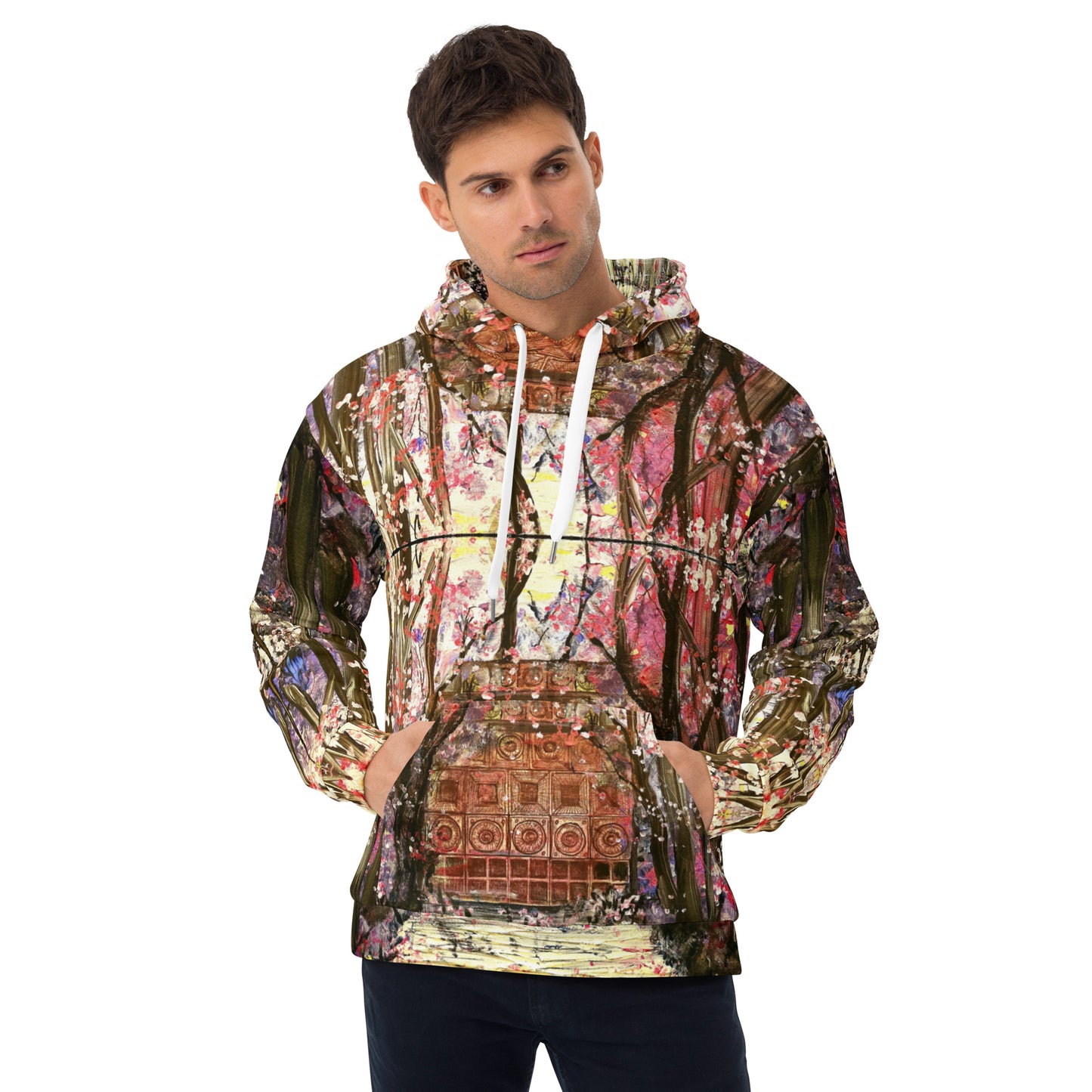Secret Sound System hoodie with sound system artwork by Vicky Steane, front view