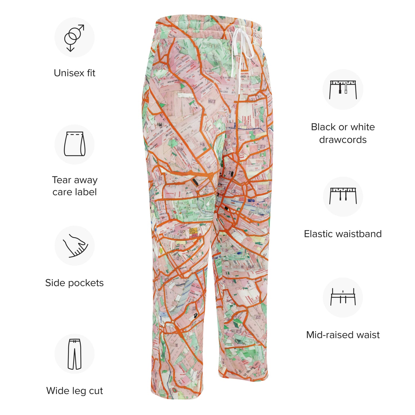 The London Travel Card Map Womens Wide-Leg Joggers