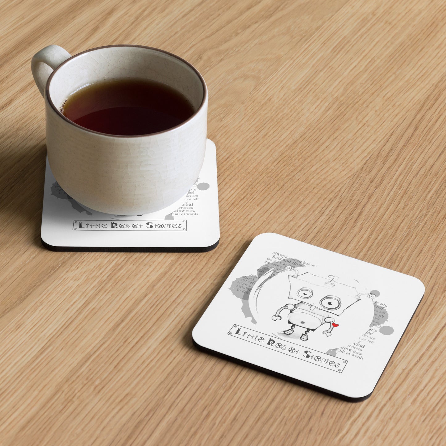 Little Robot Stories Book Cover Cork-back Coaster