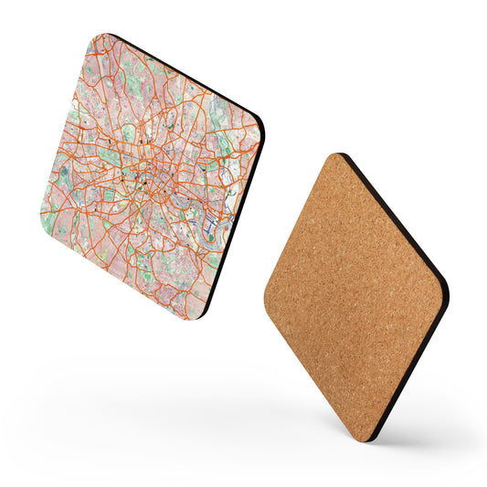 London Travel Card Map Cork-Back Coaster