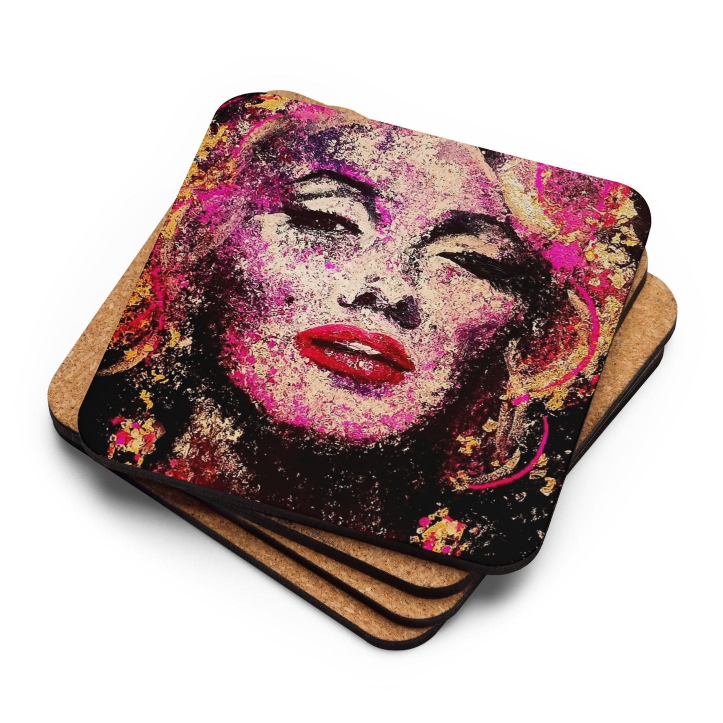 Marilyn Monroe Mixed Media Cork-Back Coaster