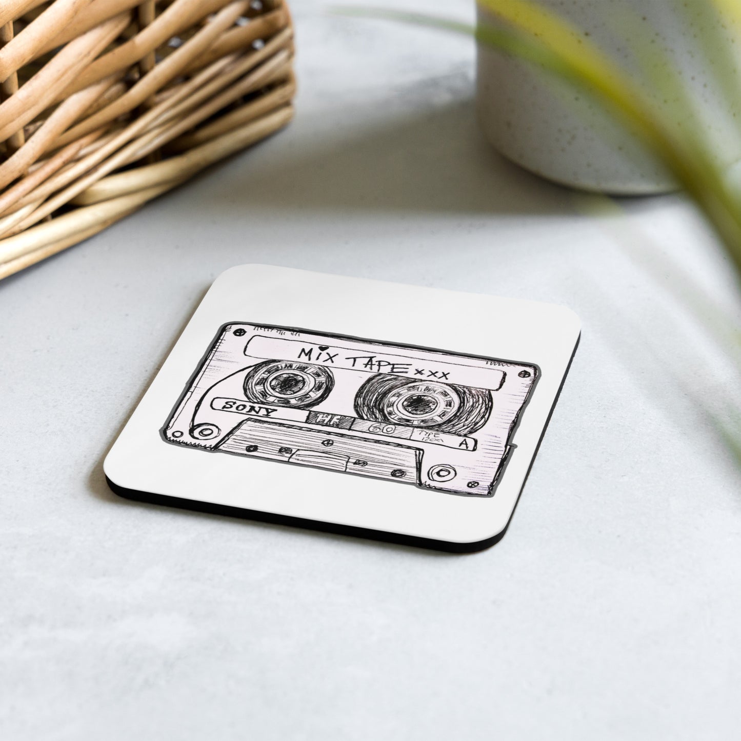Mix Tape Cork-back Coaster