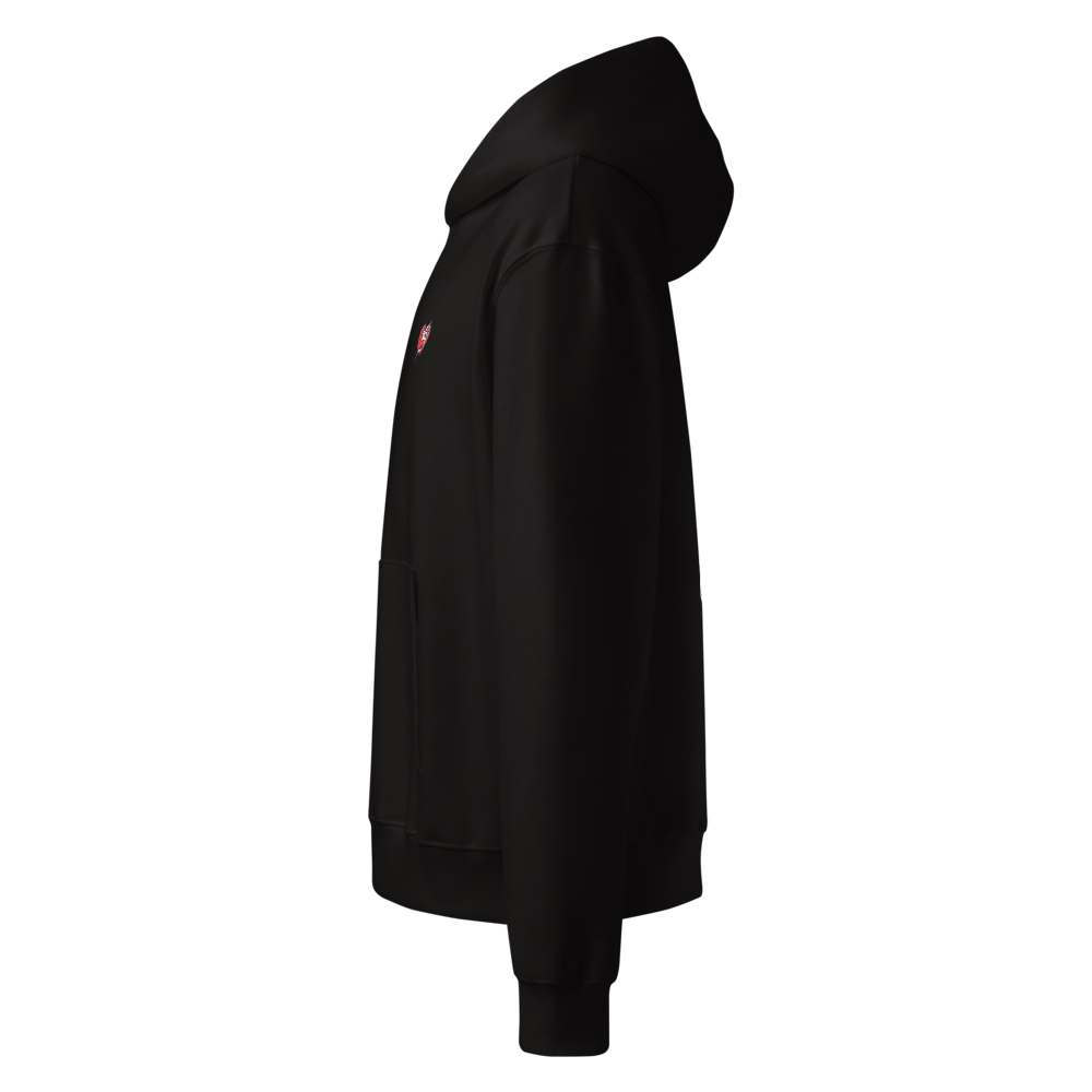 Mix Tape Mens Oversized Hoody in black, left side ghost image on a white background