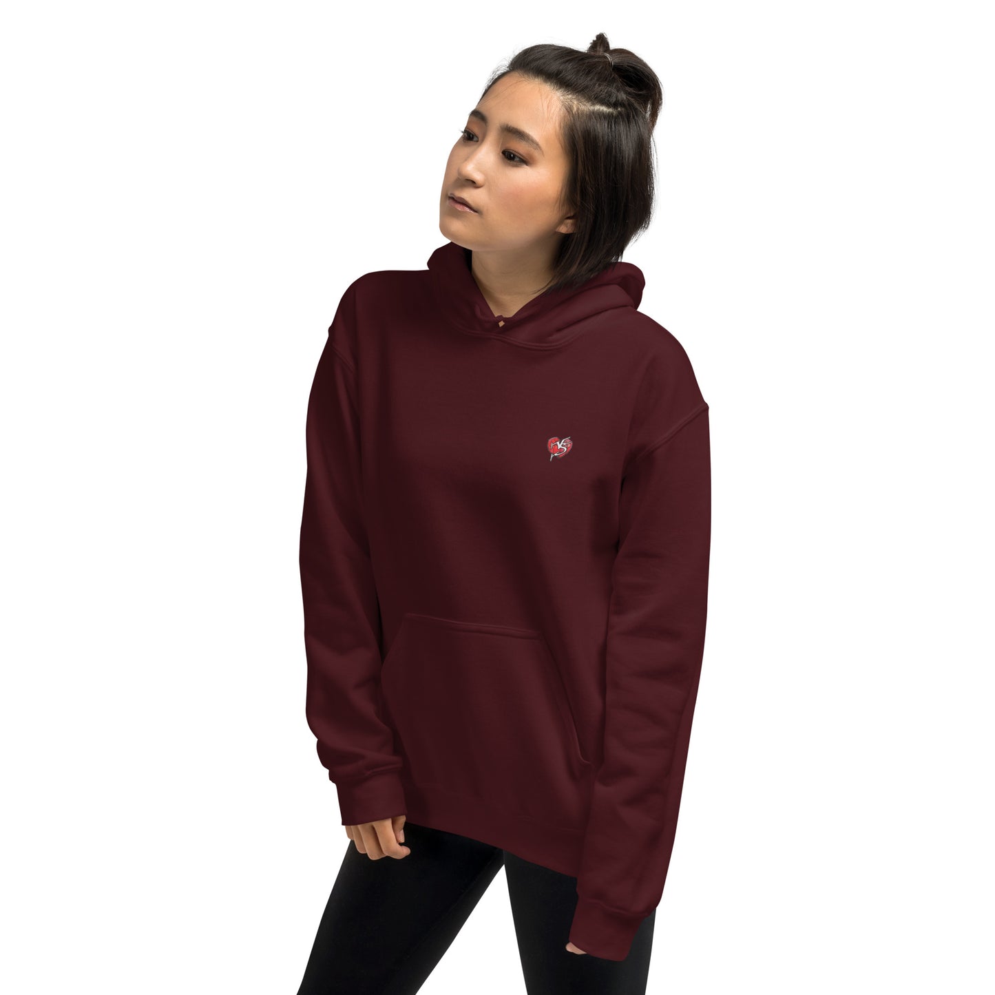 Front view of light blue Mix Tape women’s oversized hoodie with small chest logo