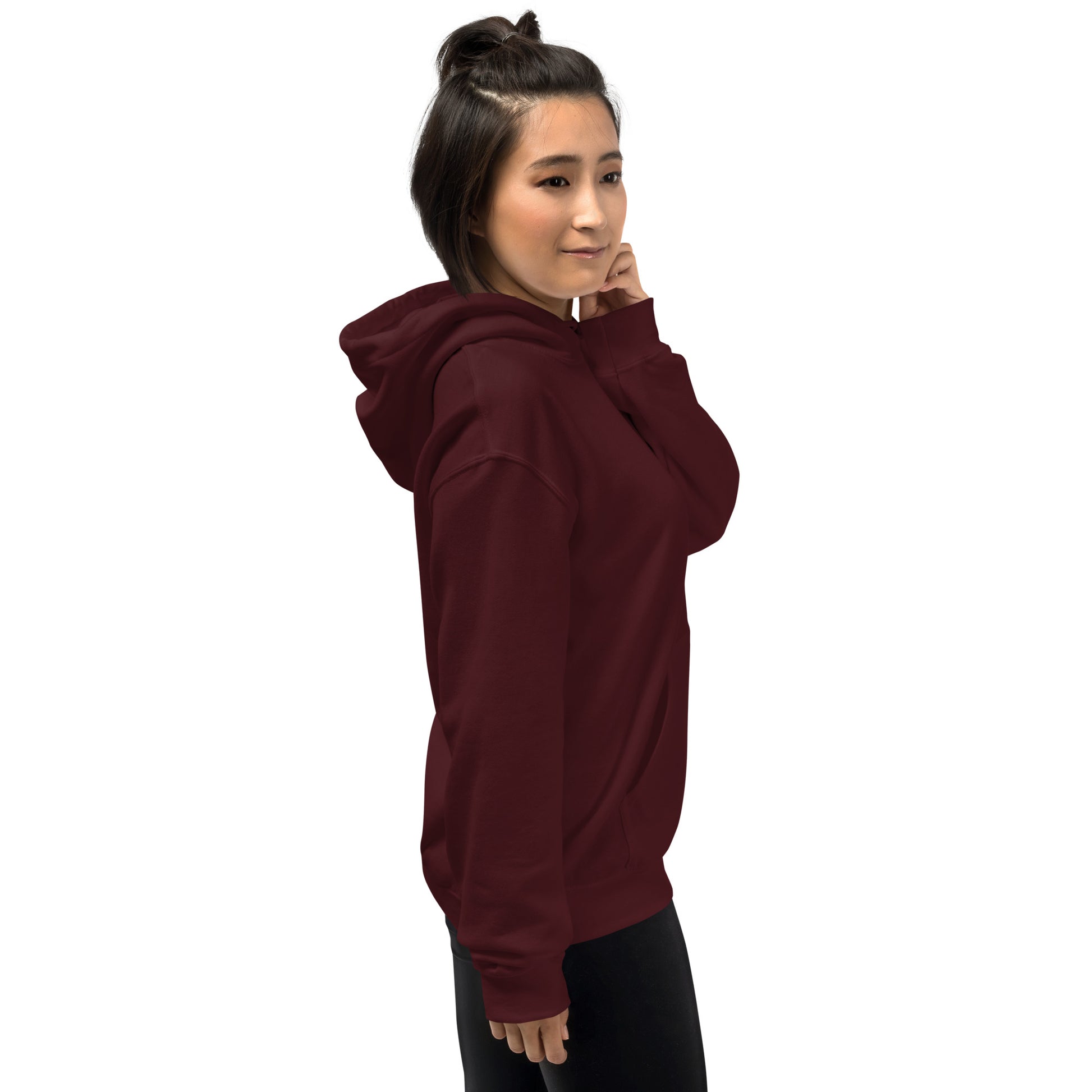 Side profile of light blue Mix Tape oversized hoodie with relaxed streetwear fit