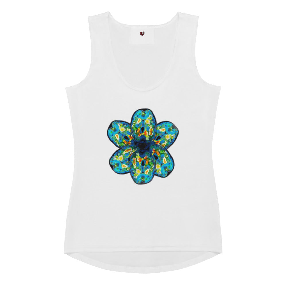 Pick Yourself Up tank top with uplifting floral artwork by Vicky Steane, back view